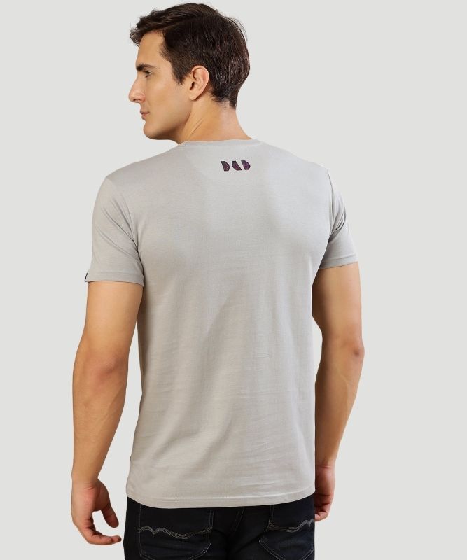 Men's Grey Typography Half Sleeves Regular Fit T-Shirt