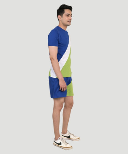 Men's Multicolor Colorblock T-shirt & Shorts Set - A Bold Expression of Style